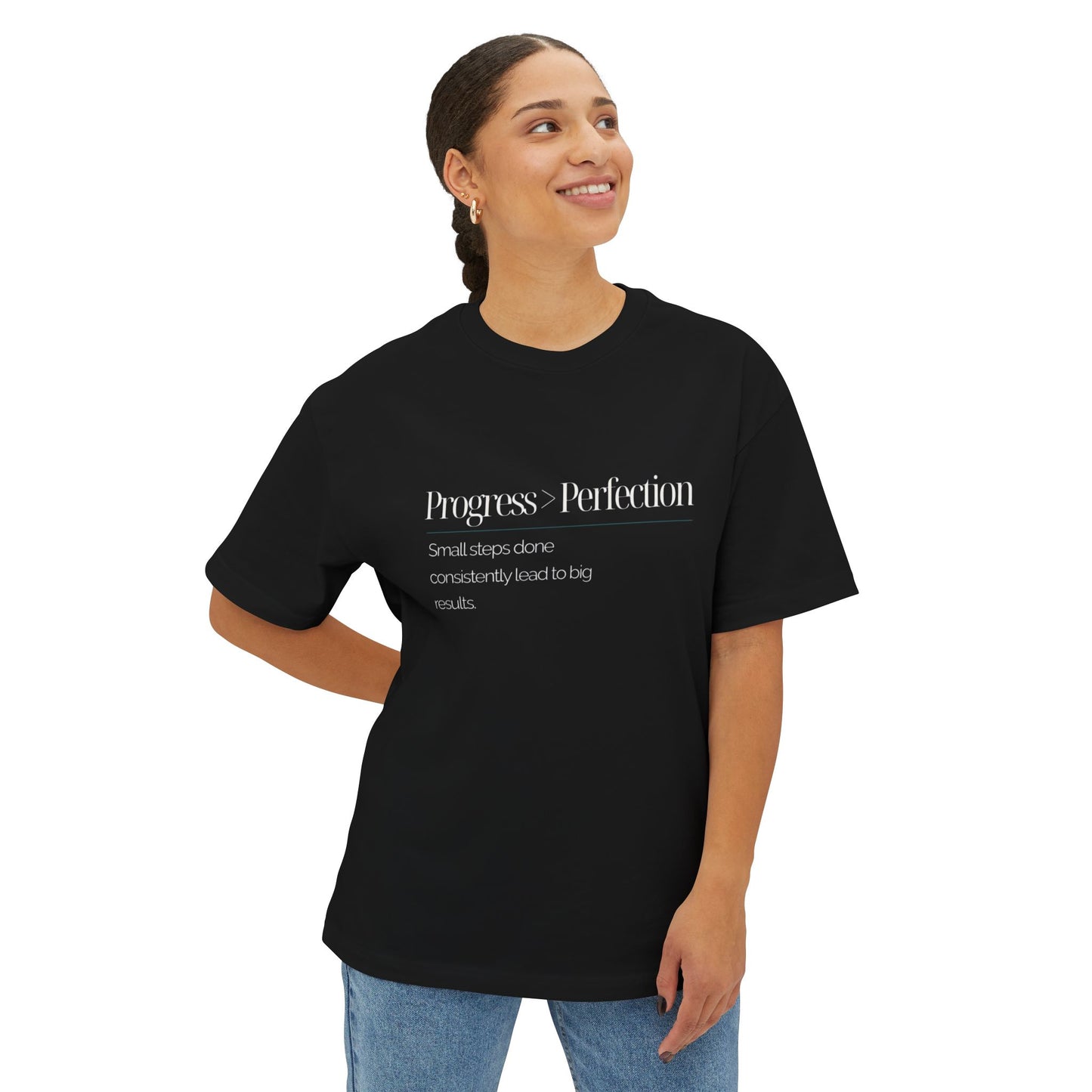 Progress > Perfection, Unisex oversized T-shirt