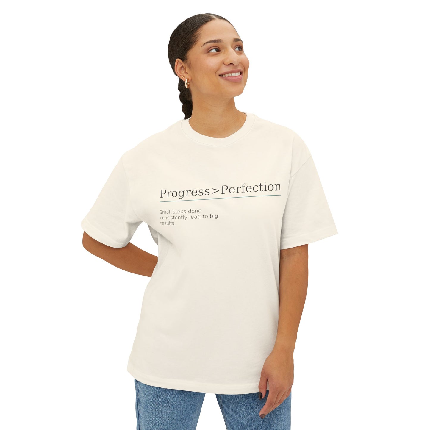 Progress > Perfection, Unisex oversized T-shirt